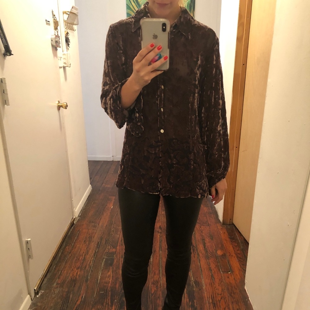 Velvet burn out blouse